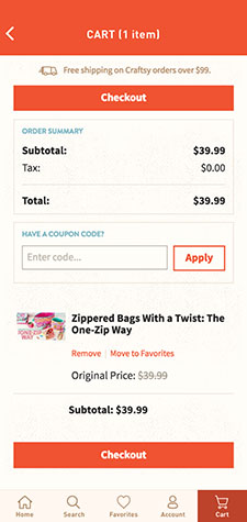 Craftsy Cart/Checkout iPhone